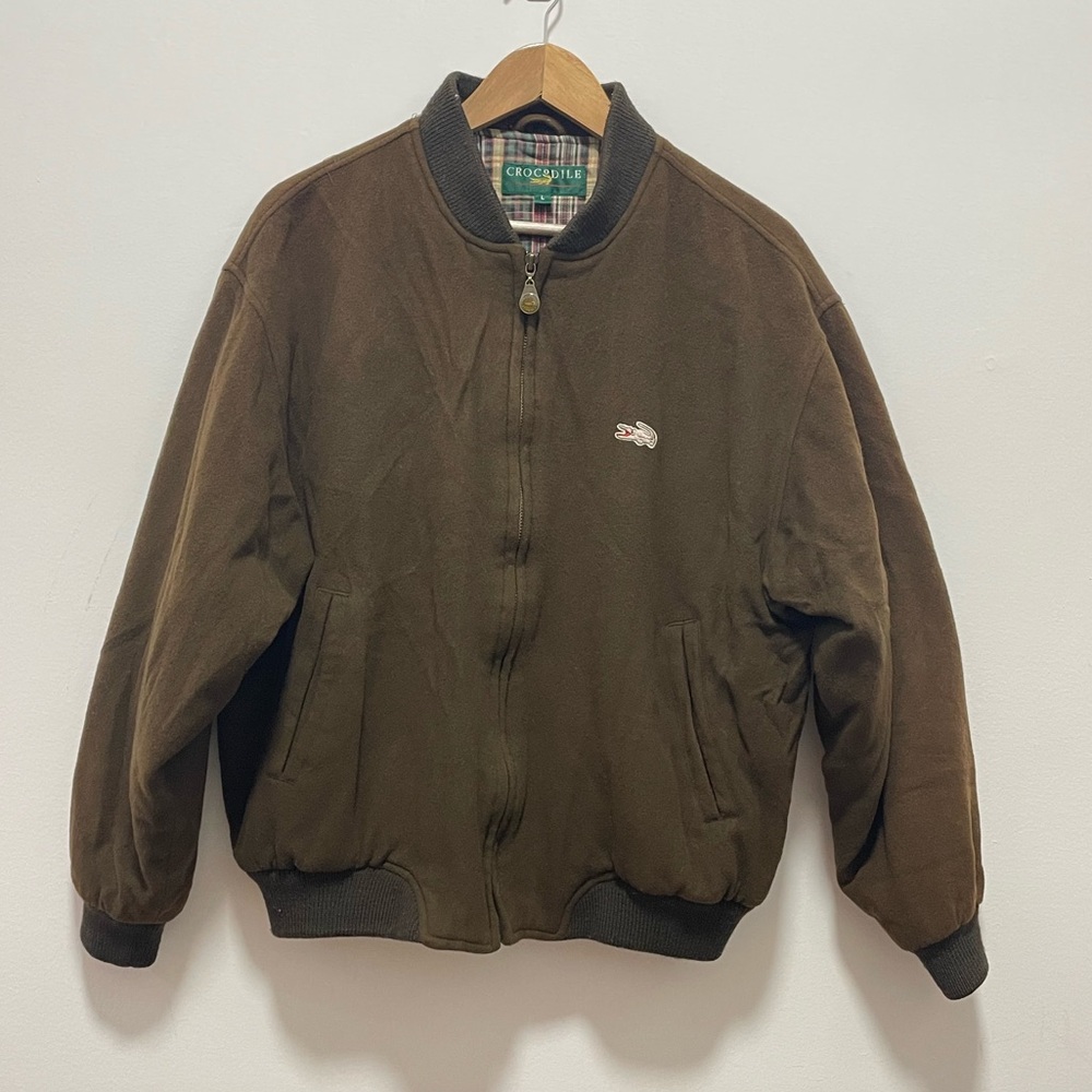 Crocodile Bomber Jacket Vintage Wool /Cashmere  plaid